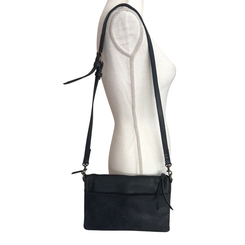 ABLE black leather‎ crossbody bag detachable adjustable strap